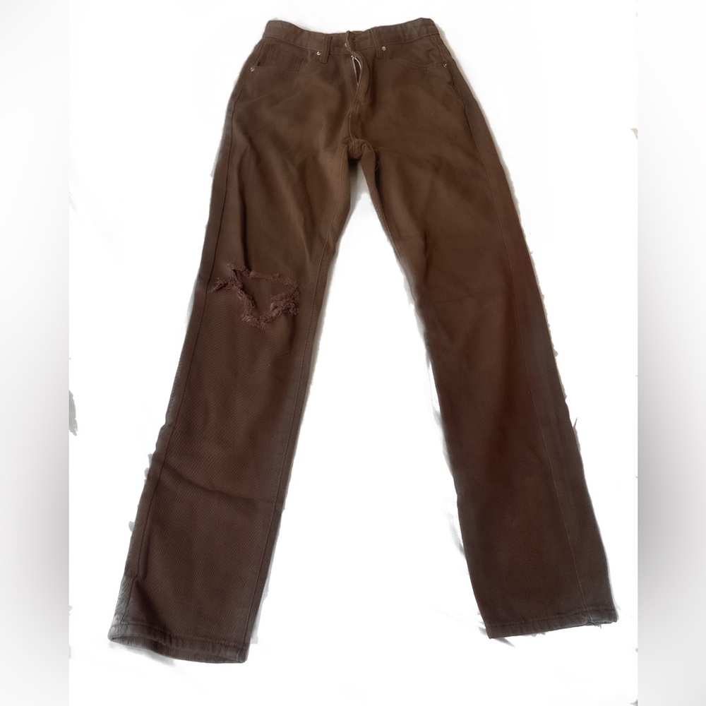 Brown Ripped Mom Jeans